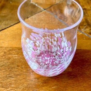 Elegant Glass Vase With Artistic Pink and White Speckled Design